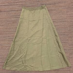 Anthropologie satin-style long skirt in dark sage